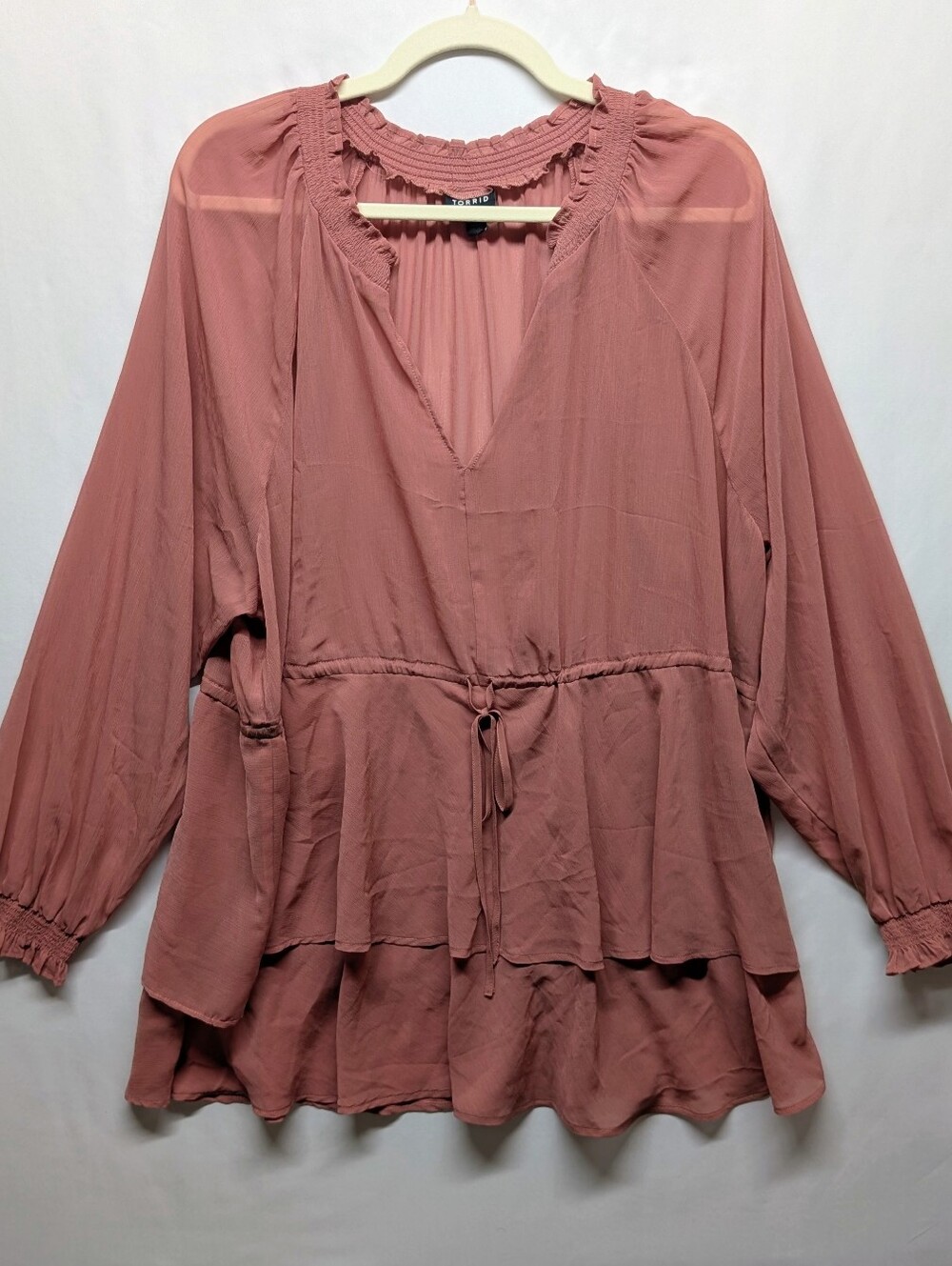 435-Nwot Torrid Woven Peasant Tunic Top - Dusty Rose